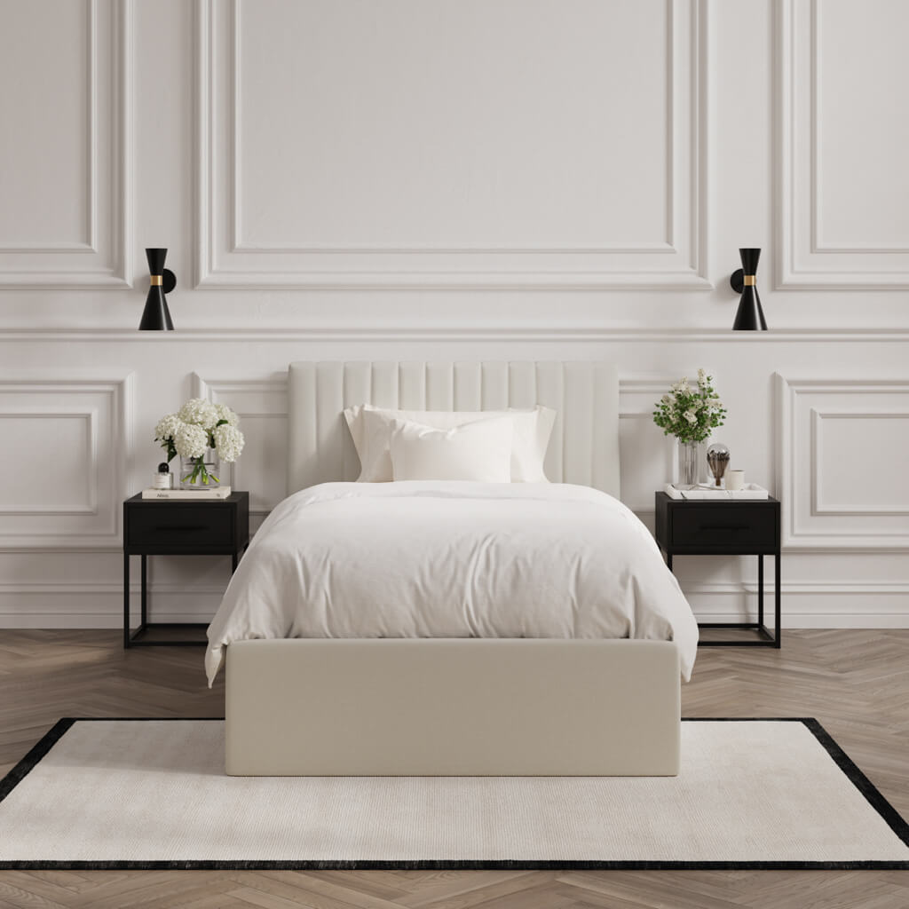 Berlin Milk Velvet Ottoman Single Bed